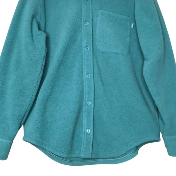Women's XS TNA Polar Shirt Jacket Oversized Fleece Teal Button-Up Shacket Blue - Picture 6 of 12